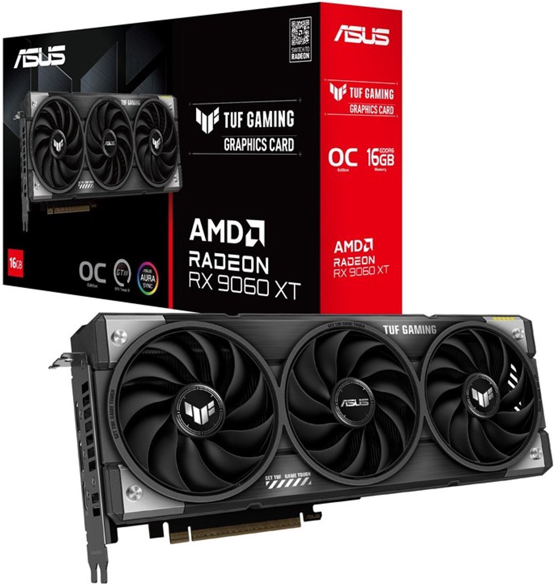 ASUS Asus Tuf Gaming Amd Radeon Rx 9060 Xt Oc - Videokaart - 16Gb - Gddr6 - 1X Hdmi 2.1B - 2X Displayport 2.1A