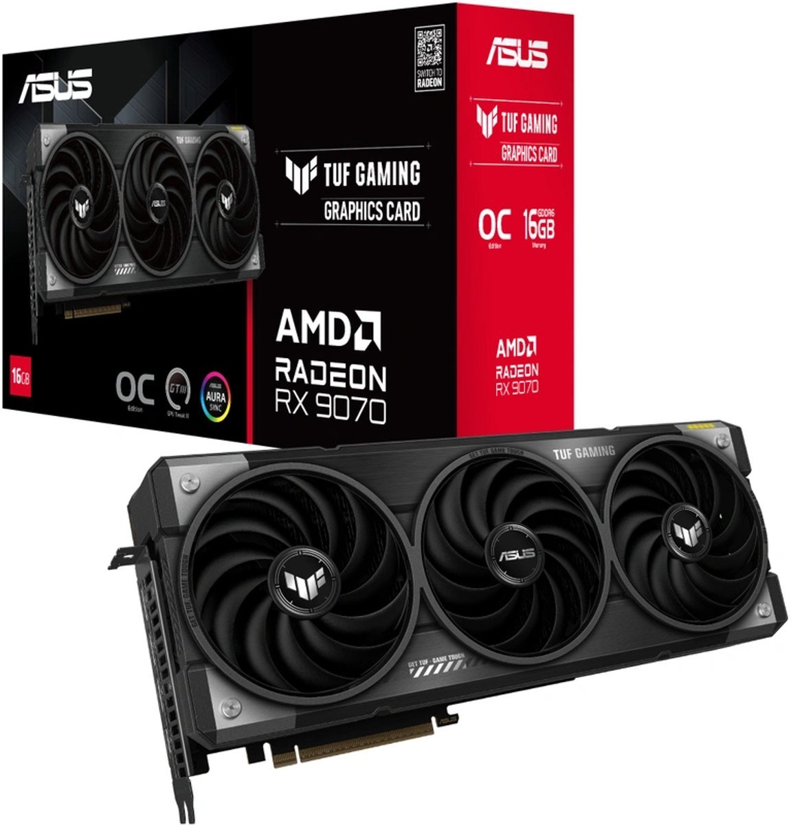 ASUS Asus Tuf Gaming Amd Radeon Rx 9070 - Videokaart - 16Gb - Gddr6 - Pcie 5.0 - 1X Hdmi 2.1B - 3X Displayport 2.1A