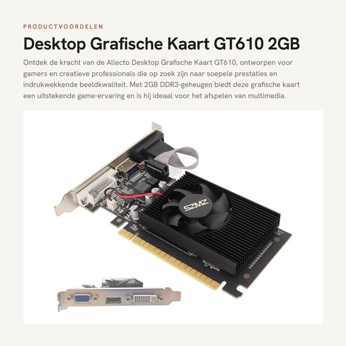 Dailygoods Dailygoods - Desktop Grafische Kaart - Gt610 - 2Gb Ddr3 - Hdmi - Videogame Grafische Kaart - Geschikt Voor Gaming - Zwart