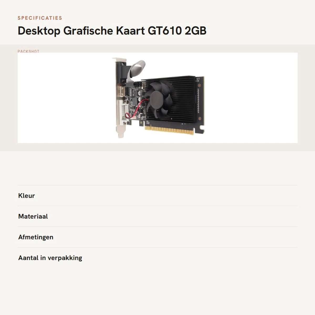 Dailygoods - Desktop Grafische Kaart - Gt610 - 2Gb Ddr3 videokaart, productafbeelding 8