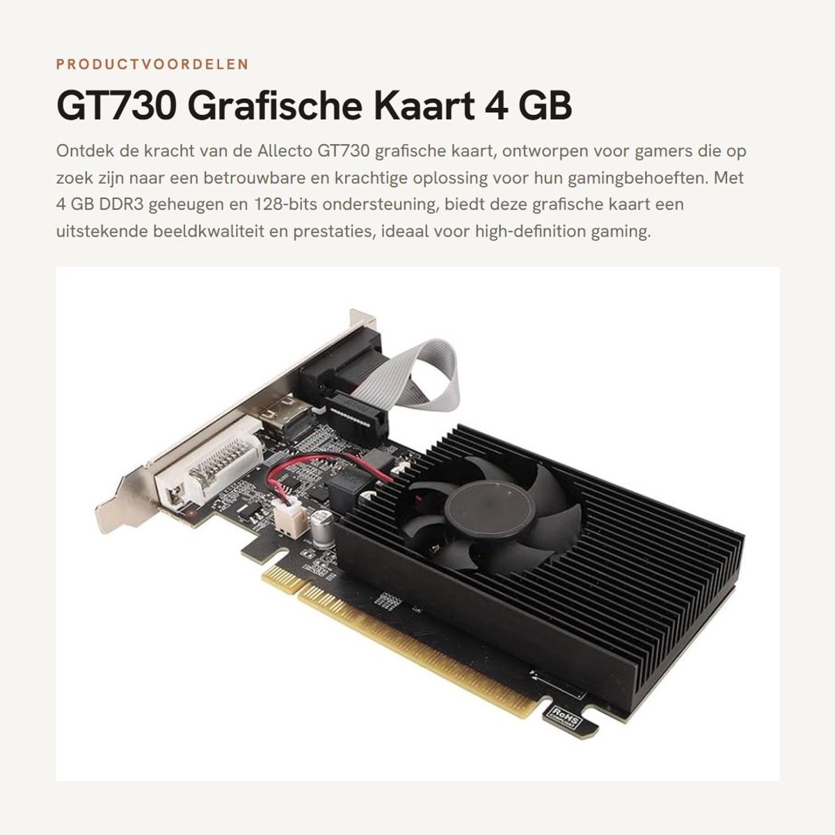Dailygoods Dailygoods - Gt730 Grafische Kaart - 4 Gb Ddr3 - Stille Koelventilator - Gaming - High-Definition Graphics - Pci Express - Geschikt Voor Pc