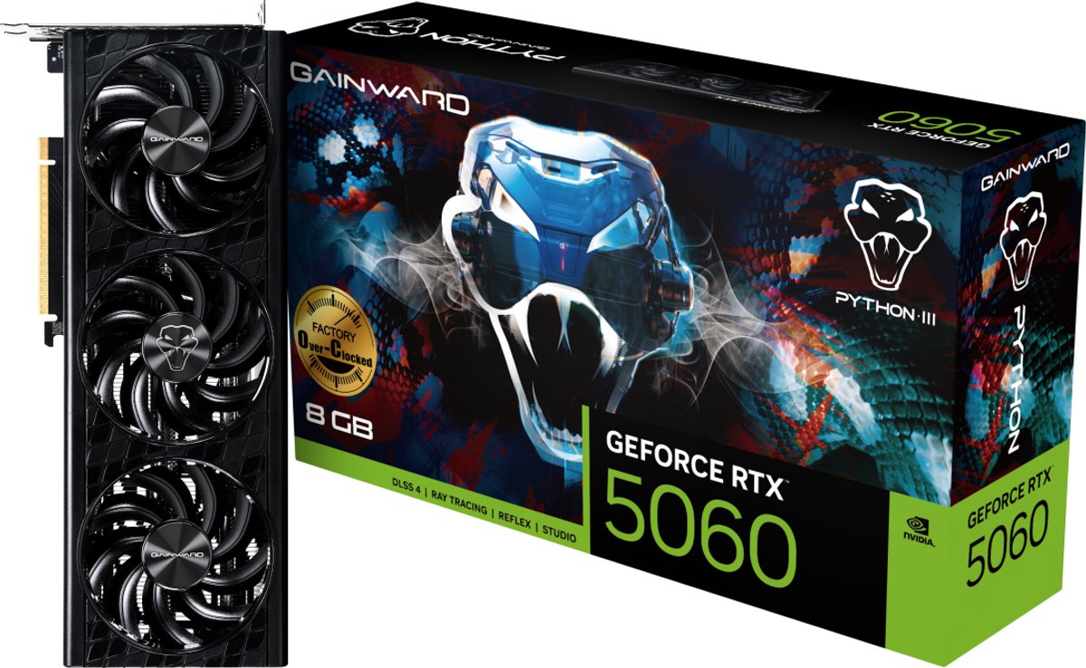 GeForce RTX 5060 Python III OC 8GB Videokaart (Black) - afbeelding 2