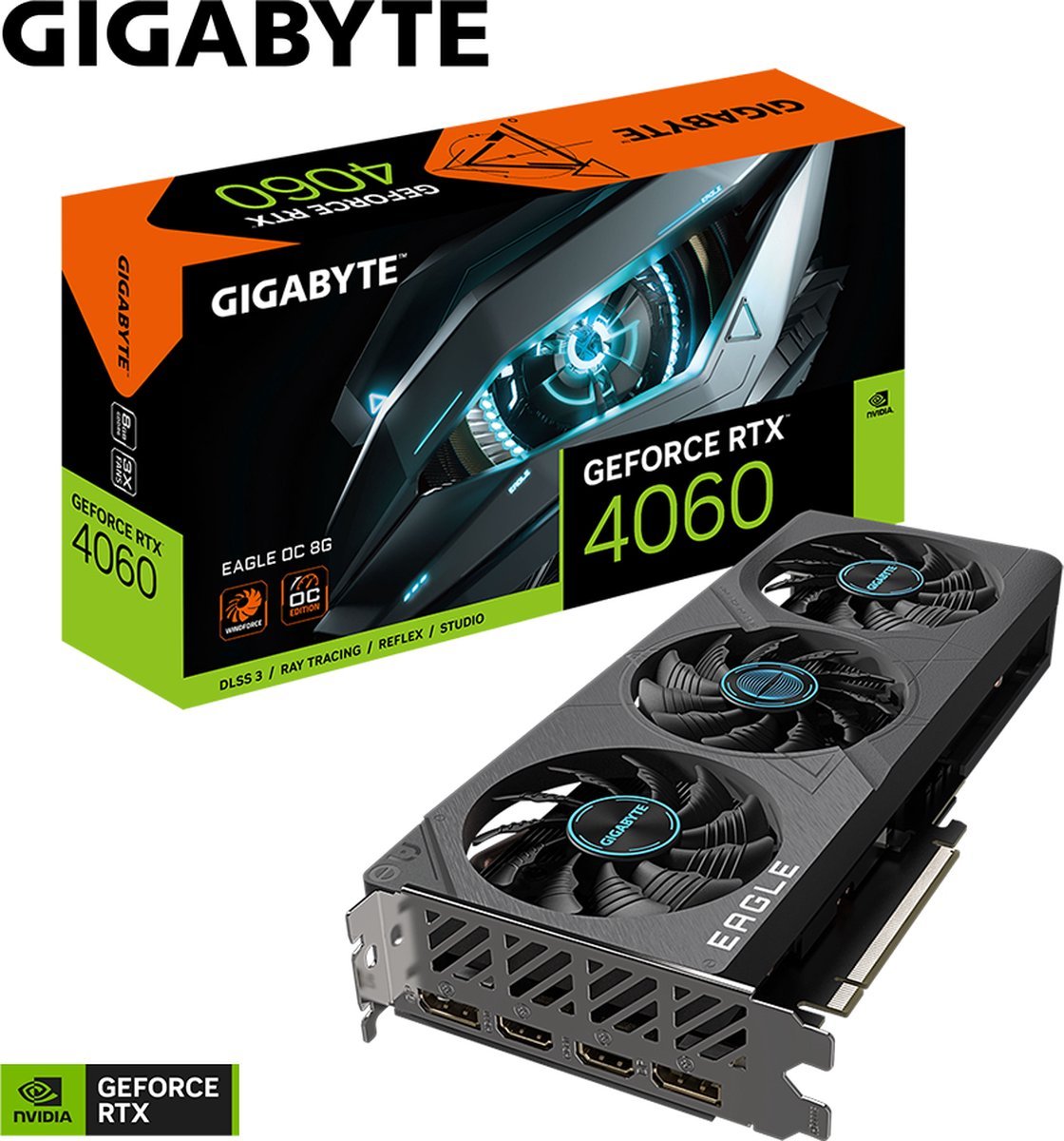 Gigabyte Gigabyte Nvidia Geforce Rtx 4060 Eagle Oc 8G - Videokaart - 8Gb - Gddr6 - Pcie 4.0 - 2X Hdmi 2.1 - 2X Displayport 1.4