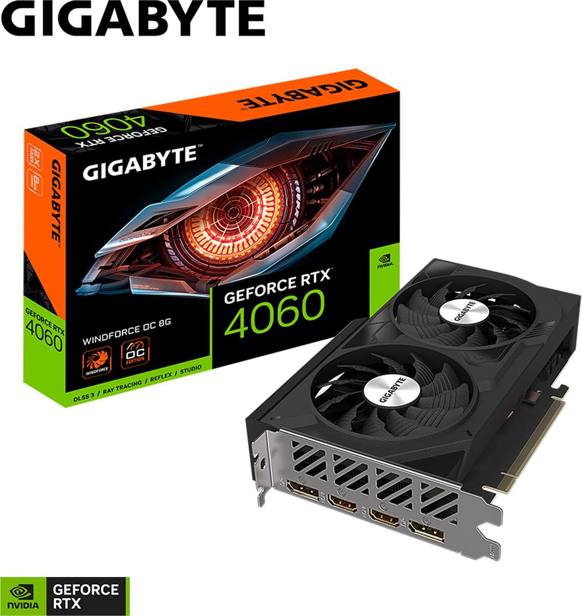 Gigabyte Gigabyte Nvidia Geforce Rtx 4060 Windforce Oc - Videokaart - 8Gb - Gddr6 - Pcie 4.0 - 2X Hdmi 2.1 - 2X Displayport 1.4