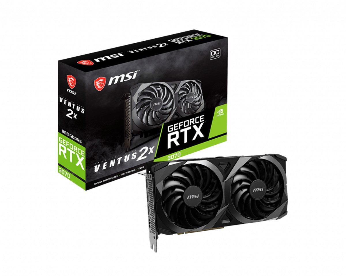Grafische Grafische Kaart - Msi - Rtx 3070 Ventus 2X 8G Oc - 8 Gb - Gddr6 - Pcie 4.0 - 1 X Hdmi / 3 X Dp (912-V390-405) Lhr