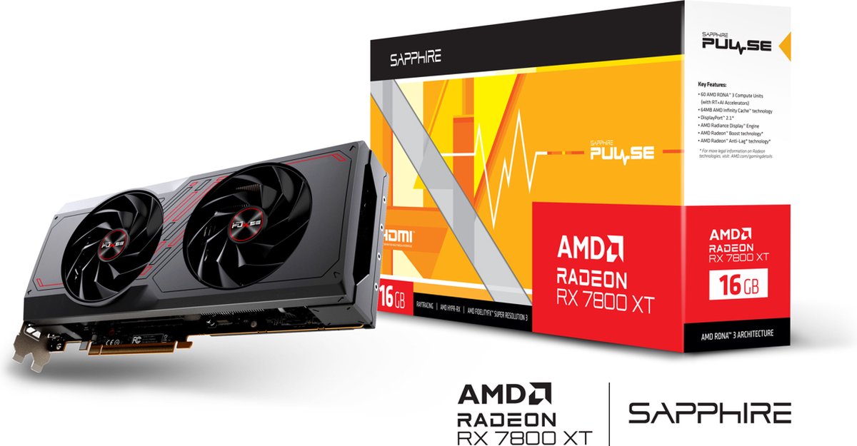 Sapphire Pulse Radeon RX 7800 XT 16GB GDDR6 Videokaart - afbeelding 2
