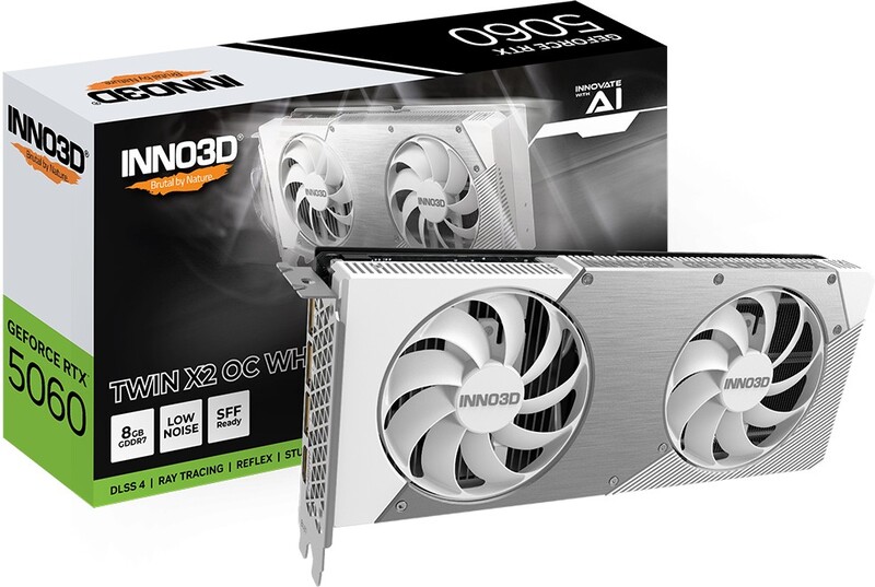 Inno3d geforce rtx 5060 twin x2 oc 720192 2 orig - INNO3D GeForce RTX 5060 TWIN X2 OC White 8GB Videokaart (White)