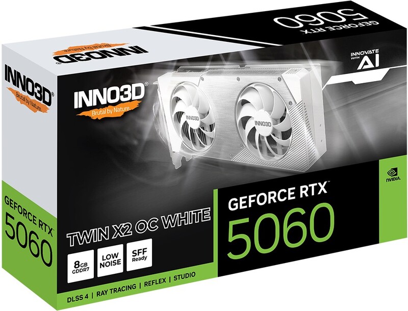 Inno3d geforce rtx 5060 twin x2 oc 720192 4 orig - INNO3D GeForce RTX 5060 TWIN X2 OC White 8GB Videokaart (White)