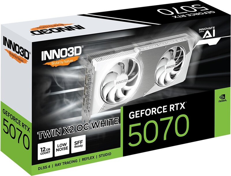 Inno3d geforce rtx 5070 twin x2 white 2 orig - INNO3D GeForce RTX 5070 TWIN X2 OC White 12GB Videokaart (White)