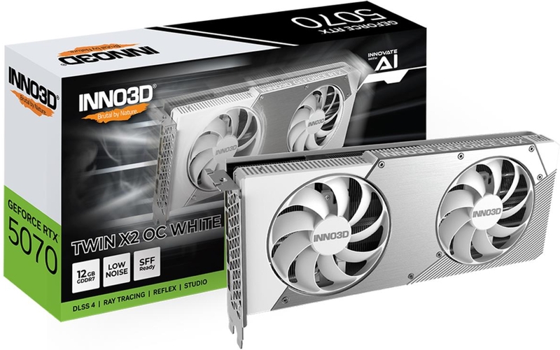 Inno3d geforce rtx 5070 twin x2 white 3 orig - INNO3D GeForce RTX 5070 TWIN X2 OC White 12GB Videokaart (White)