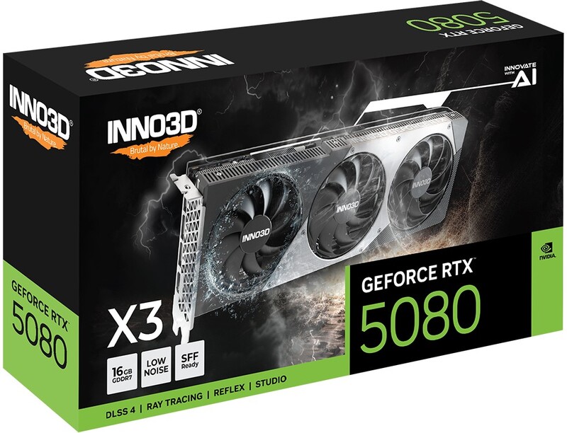 Inno3d geforce rtx 5080 x3 2 orig - INNO3D GeForce RTX 5080 X3 16GB Videokaart (zwart)