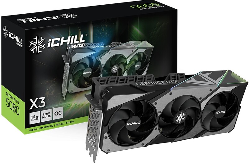 Inno3d ichill geforce rtx 5080 x3 v2 2 orig - INNO3D GeForce RTX 5080 ICHILL X3 16GB Videokaart (Black)