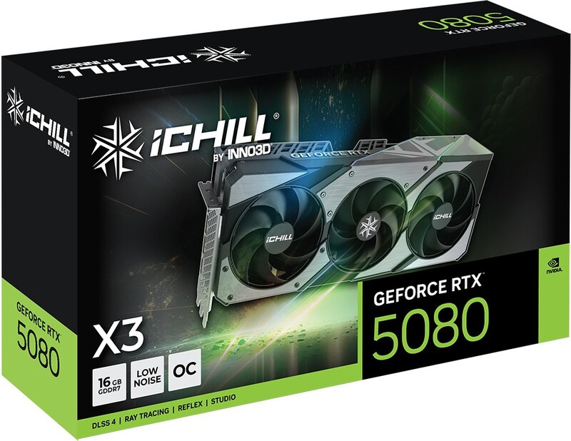 Inno3d ichill geforce rtx 5080 x3 v2 3 orig - INNO3D GeForce RTX 5080 ICHILL X3 16GB Videokaart (Black)