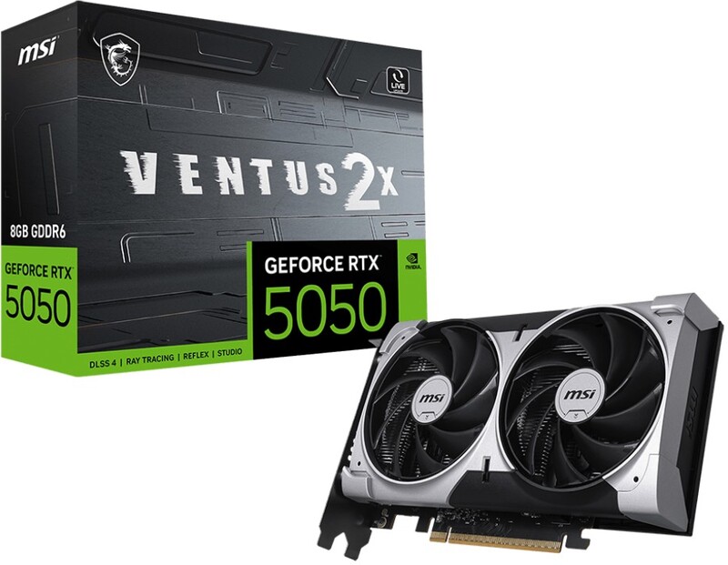 Msi geforce rtx 5050 8g ventus 2x 5 orig - MSI GeForce RTX 5050 VENTUS 2X OC 8GB Videokaart (Black)