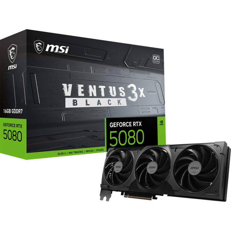 Msi geforce rtx 5080 16g ventus bl 11 orig - MSI GeForce RTX 5080 Ventus 3X OC 16GB Videokaart (Black)