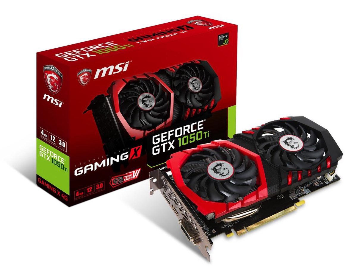 MSI Msi Gtx 1050 Ti Gaming X 4G - Grafische Kaart - Gf Gtx 1050 Ti - 4 Gb Gddr5 - Pcie 3.0 X16 - Dvi, Hdmi, Displayport