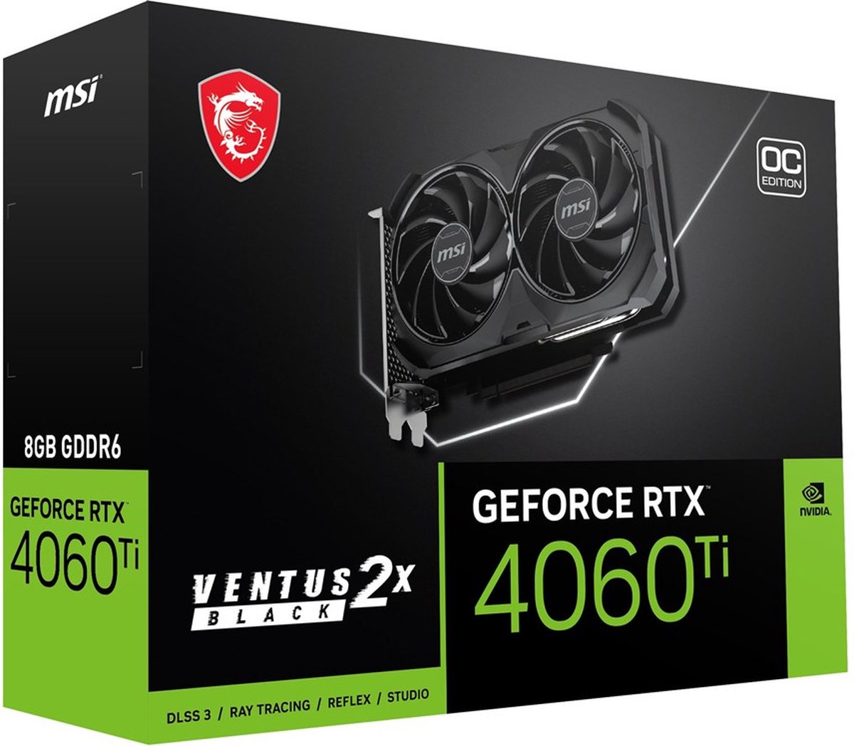 Msi Nvidia Geforce Rtx 4060 Ti Ventus 2X Black 8G Oc - Pcie 4.0 - 1X Hdmi 2.1A videokaart - afbeelding 4