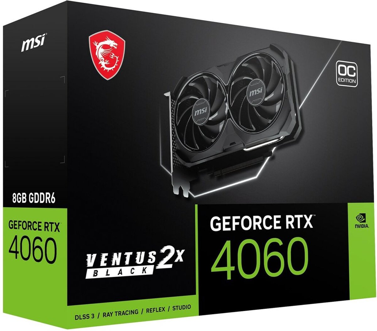 GeForce RTX 4060 VENTUS 2X BLACK OC Graphics Card 8GB Videokaart (Black) - afbeelding 8