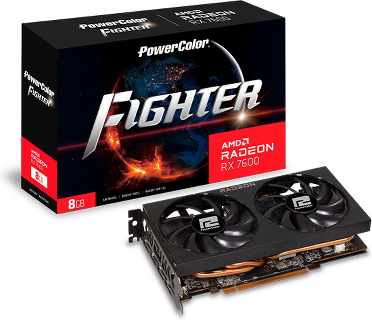Powercolor Powercolor Fighter Amd Radeon Rx 7600 - Videokaart - 8Gb Gddr6 - Pcie 4.0 - 1X Hdmi - 3X Displayport