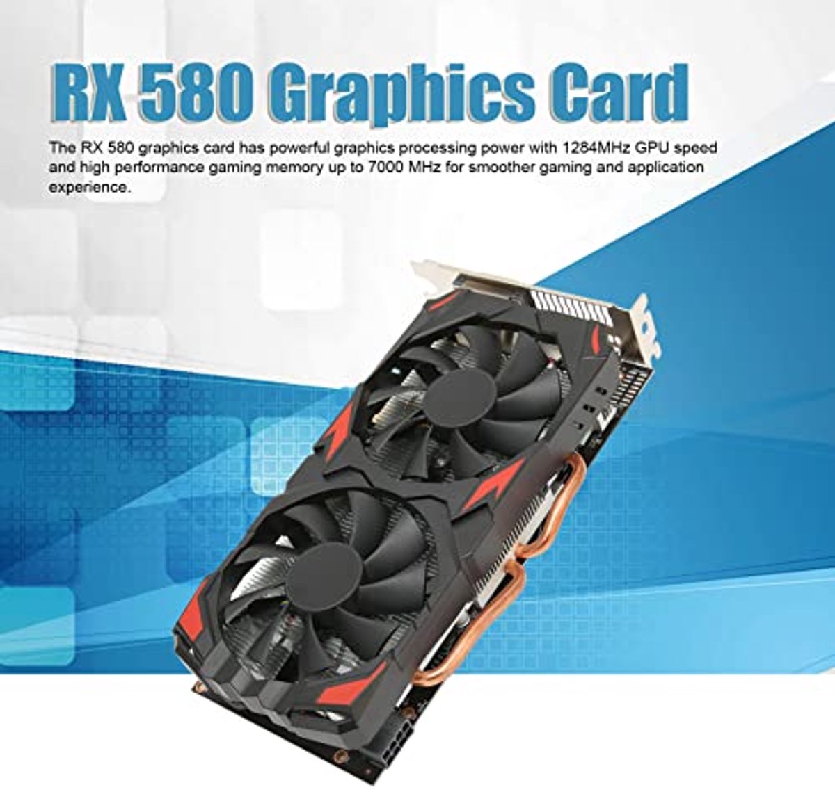 Rx 580 Grafische Kaart, 8Gb Gddr5 256Bit-Ondersteuning 8K 2 Koelventilatoren 16 videokaart - afbeelding 3