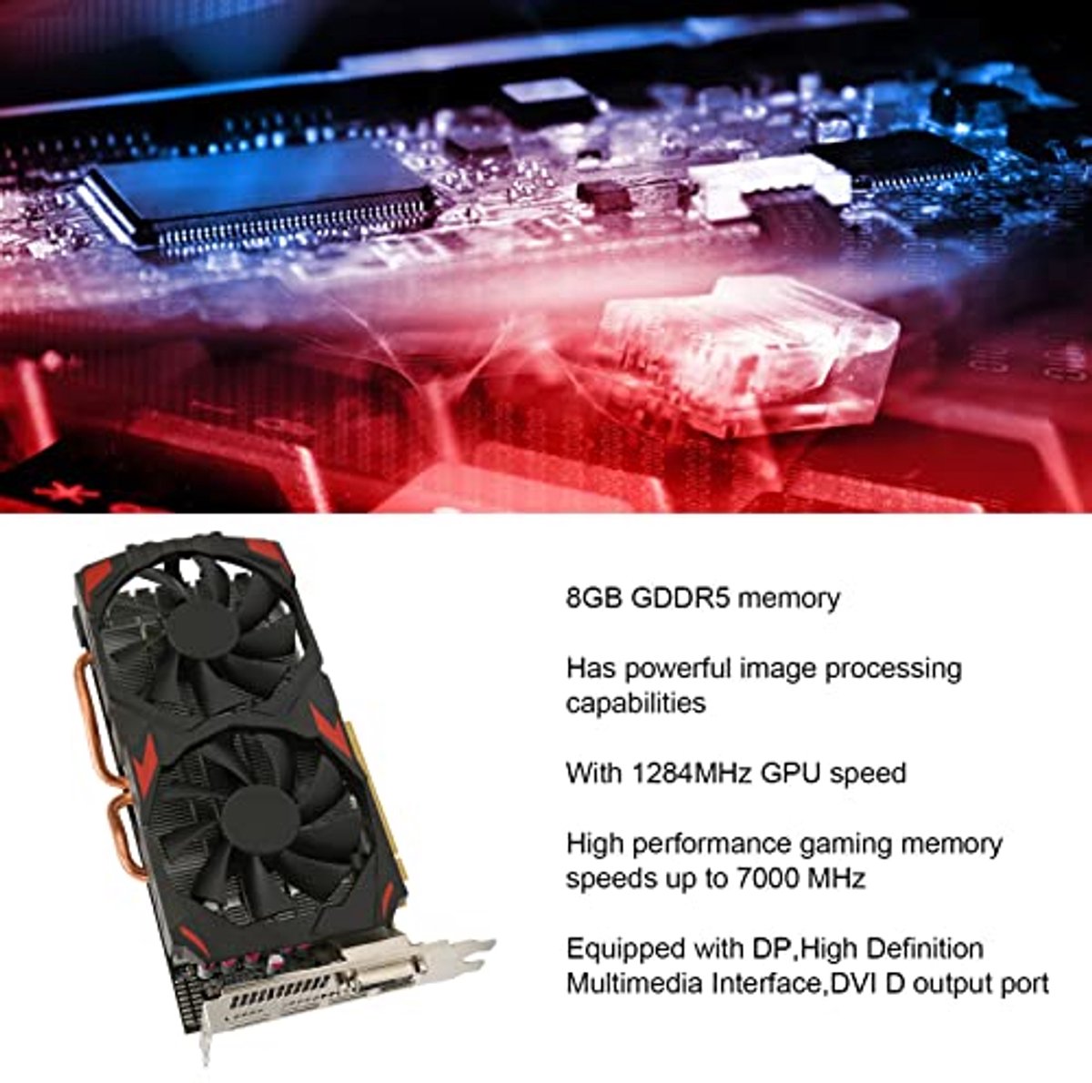Rx 580 Graphics Card, 8Gb Gddr5 256Bit Support 8K 2 Cooling Fans 16 Pci Express videokaart - afbeelding 3
