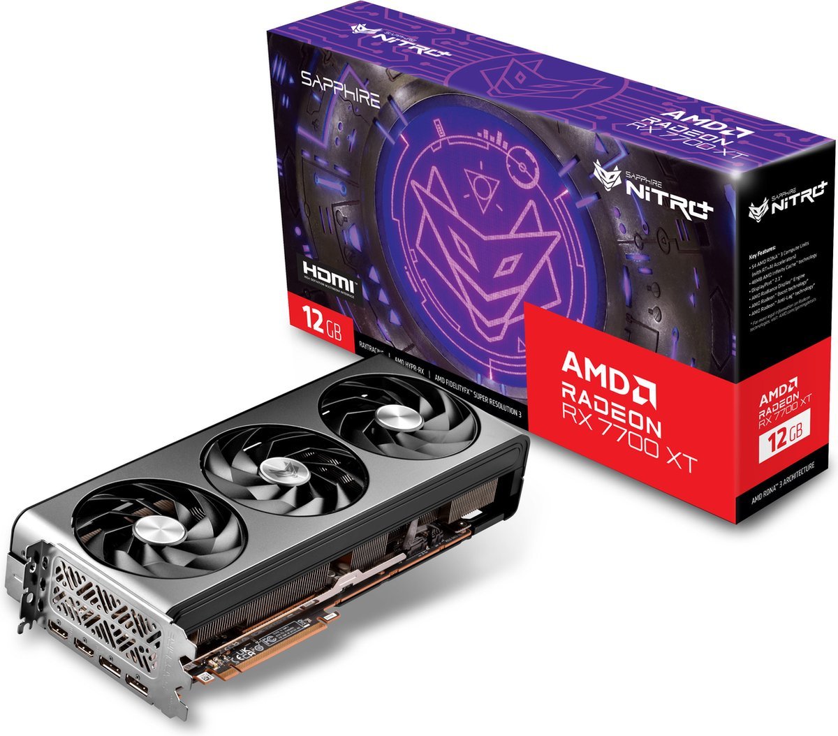 Sapphire Sapphire Nitro+ Amd Radeon Rx 7700 Xt - Videokaart - 12Gb - Gddr6 - 2X Hdmi 2.1B - 2X Displayport 2.1