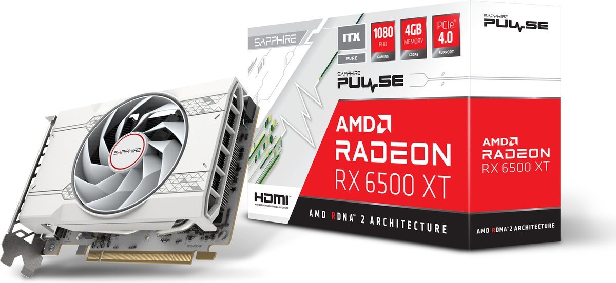 Pulse Radeon RX 6500 XT ITX Pure 4GB Videokaart (White)