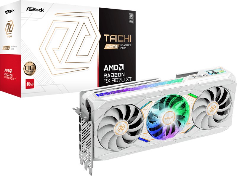 Vga asrock radeon rx 9070 xt 16gb - Asrock Taichi Radeon RX 9070 XT White 16GB OC AMD GDDR6 Videokaart