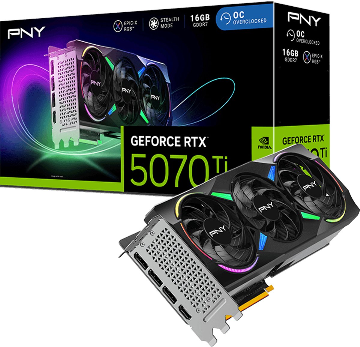 VGA PNY GeForce RTX 5070 Ti Epic-X RGB OC 16GB Videokaart (Black) - afbeelding 4