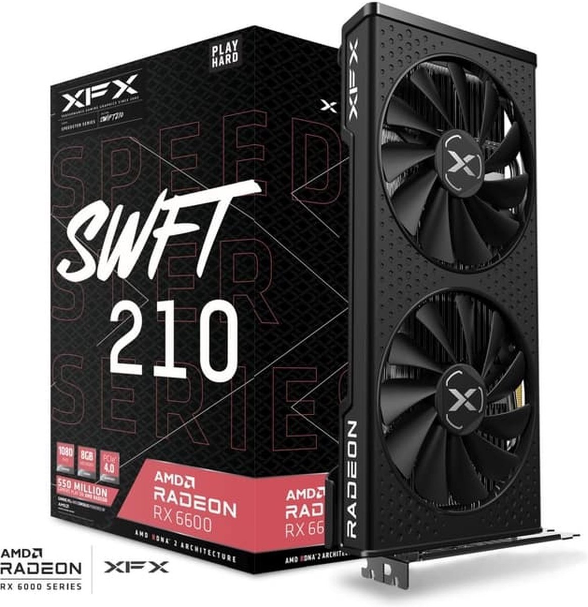 XFX Xfx Speedster Swft 210 Radeon Rx 6600 - Videokaart - 8Gb - Gddr6 - Pcie 4.0 - 1X Hdmi 2.1 - 3X Displayport 1.4