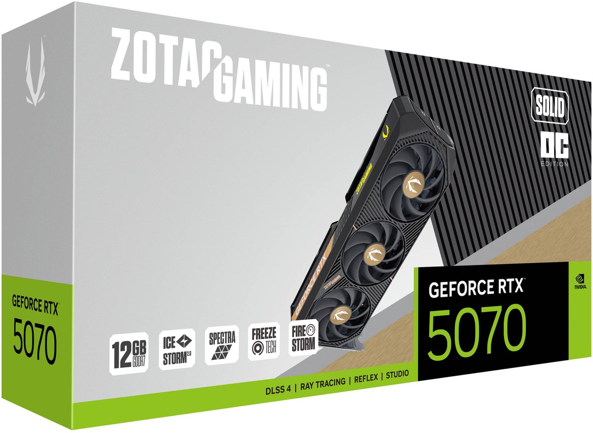 Zotac Gaming Nvidia Geforce Rtx 5070 Solid Oc - Pcie 5.0 - 1X Hdmi 2.1B - 3X videokaart - afbeelding 6