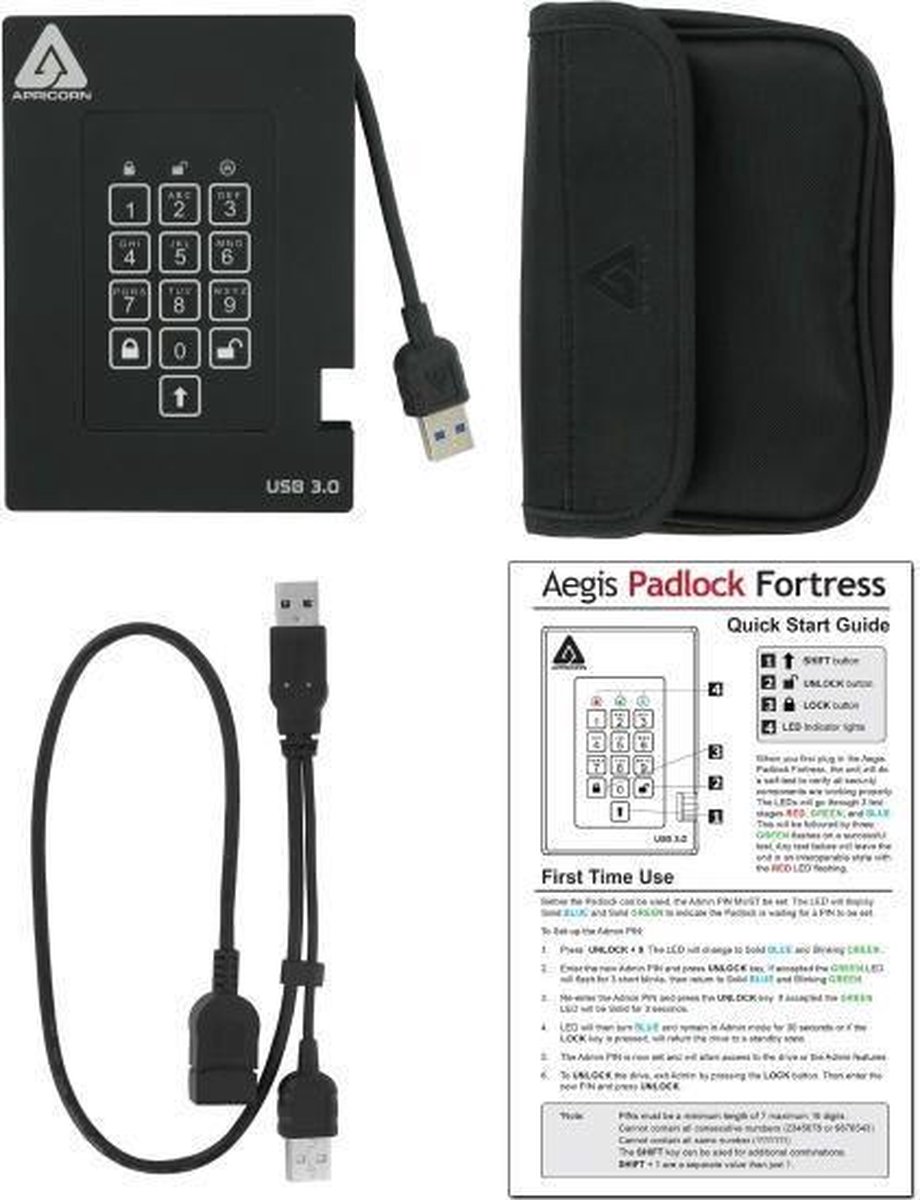 Apricorn Padlock Fortress Ssd 512 Gb opslag - afbeelding 3