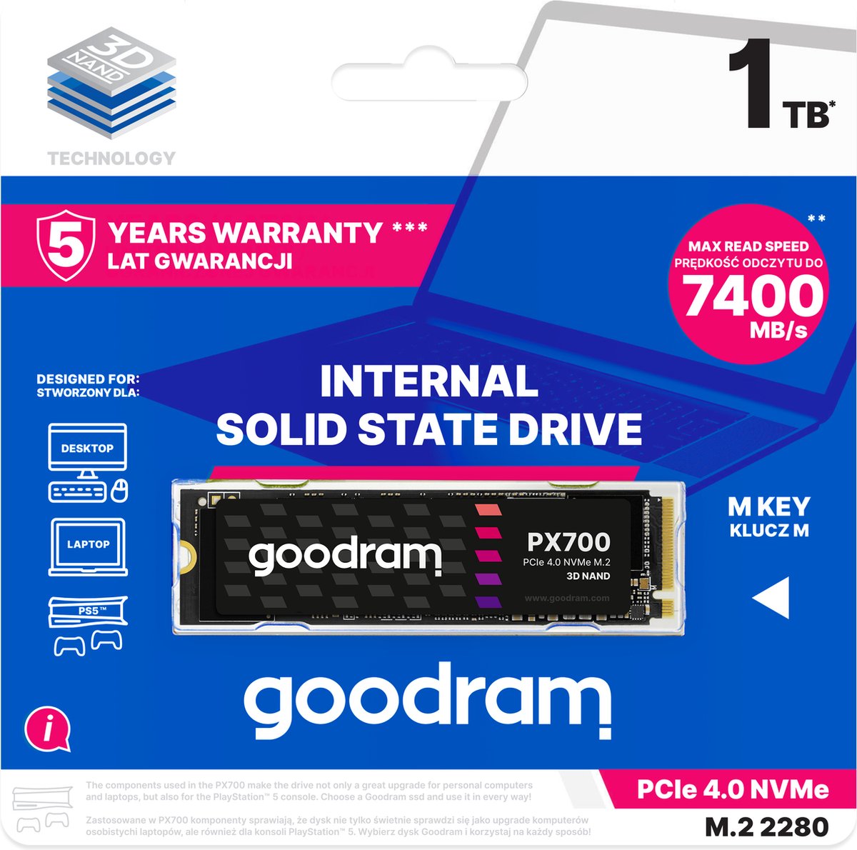 Goodram Px700 Ssd Ssdpr-Px700-01T-80 Internal Solid State Drive 1,02 Tb M.2 Pci opslag - afbeelding 3