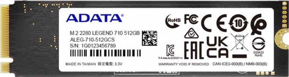 ADATA LEGEND 710 512GB M.2 NVMe PCIe Gen3 x4 SSD - afbeelding 5