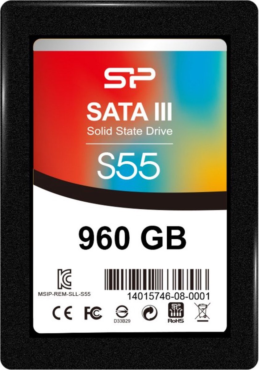 Silicon Power Silicon Power Slim S55 Ssd - 960Gb - 2.5 Inch - Sata Iii 6Gb/S - 7Mm - Tlc - Zwart
