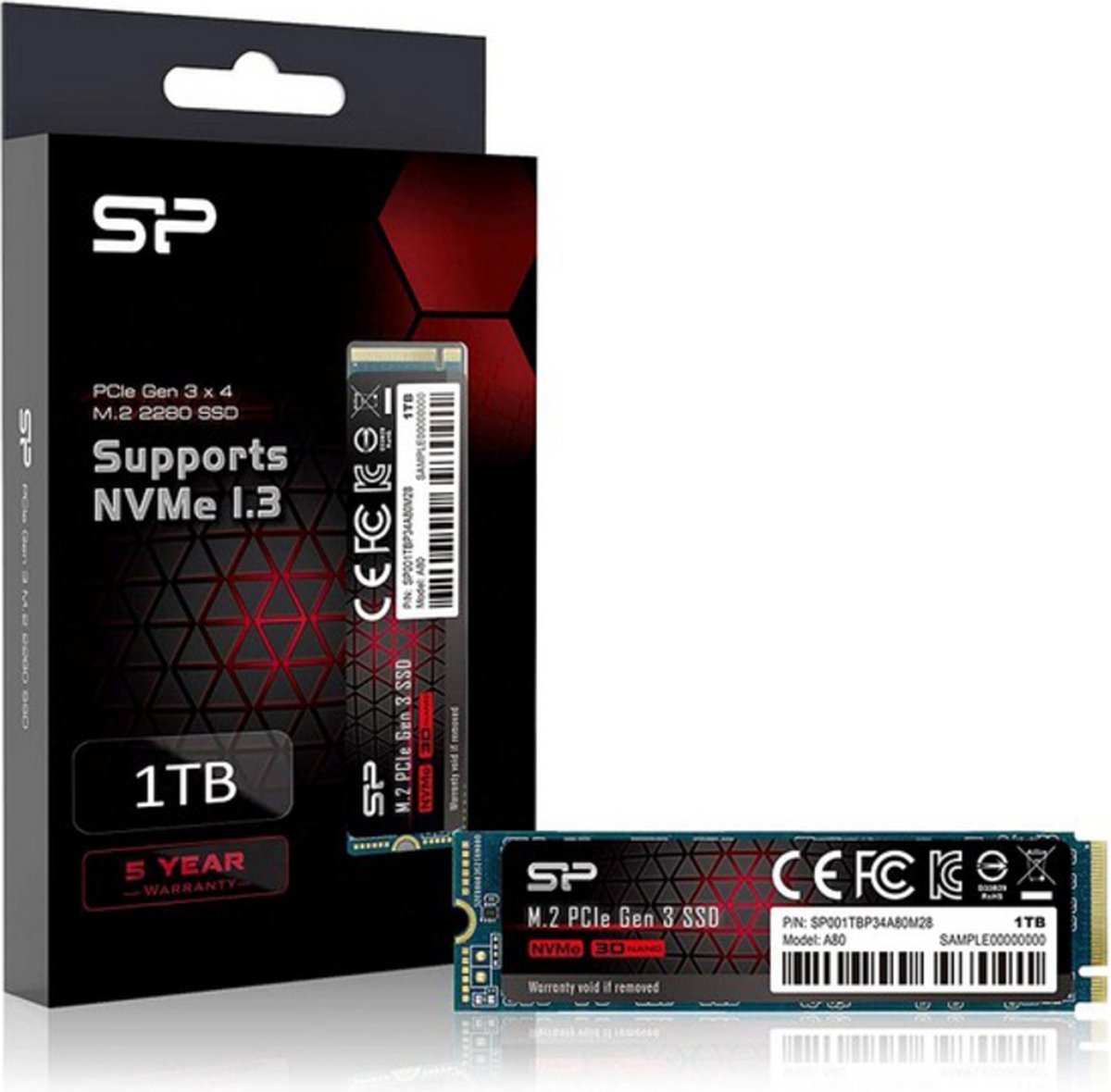 Hard drive silicon power sp00p34a80 1057090 2 orig - Silicon Power P34A80 1TB PCIe Gen3x4 M.2 NVMe SSD