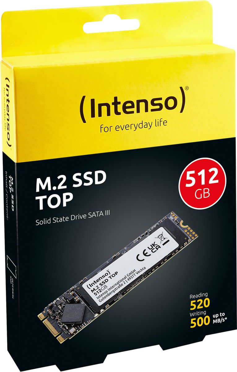Intenso International GmbH (Intenso) M.2 Ssd Sata Iii Tope Ssd - 2280 - Sata Iii - 512Gb - 550Mb/S opslag - afbeelding 4