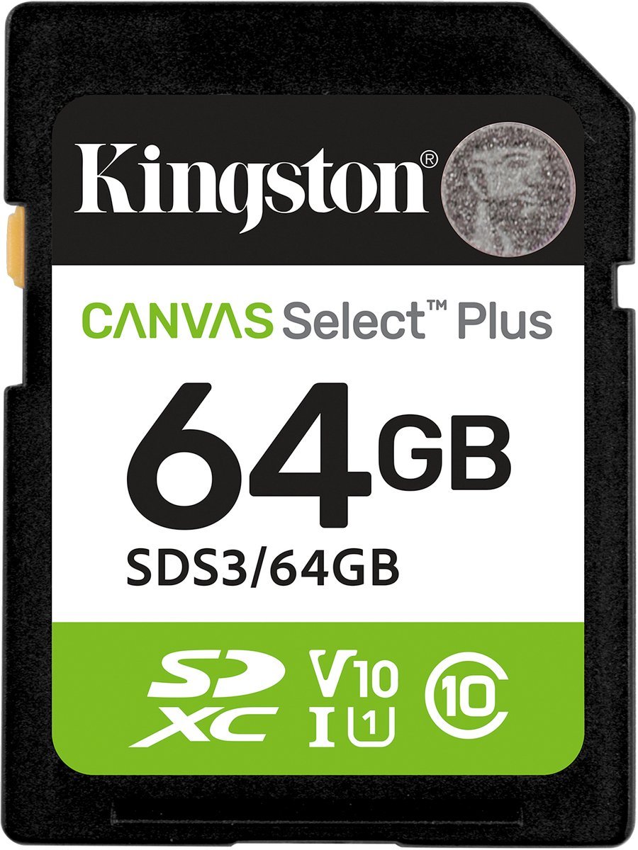 Kingston Kingston Technology 64Gb Sdxc Canvas Select Plus Gen3 100Mb/S C10 Uhs-I U1 V10
