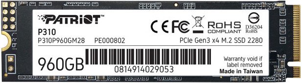 Patriot p310 960 gb m 2 ssd - Patriot P310 960GB M.2 2280 PCIe Gen3 x4 Solid State Drive SSD