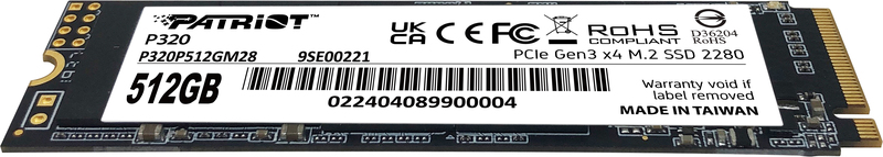 Patriot p320 512 gb ssd 2 orig - Patriot P320 512GB NVMe PCIe Gen 3x4 M.2 2280 SSD