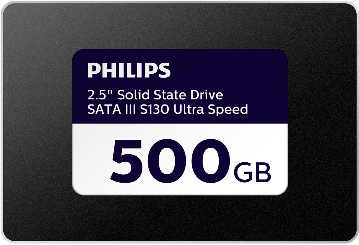 Philips Philips Interne Ssd - 2.5"Sata Iii - 500 Gb - S130 Ultra Speed - Leessnelheid Tot 550 Mb/S - Schrijfsnelheid Tot 510 Mb/S