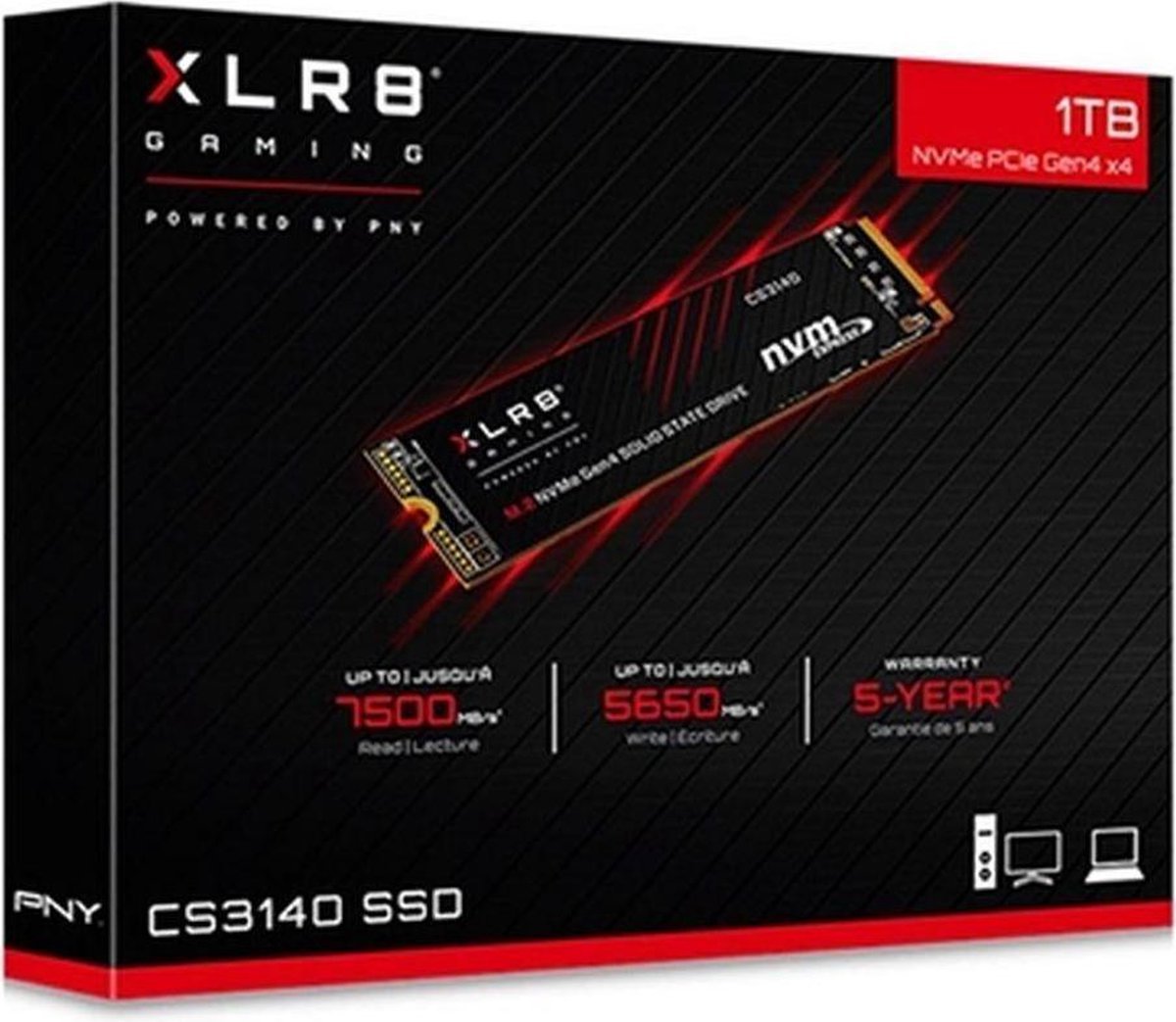 PNY Pny 1 Tb Xlr8 Cs3140 - Solid State Drive - 1 Tb - Intern - M.2 2280 - Pci Express 4.0 X4 (Nvme) - 256-Bits Aes