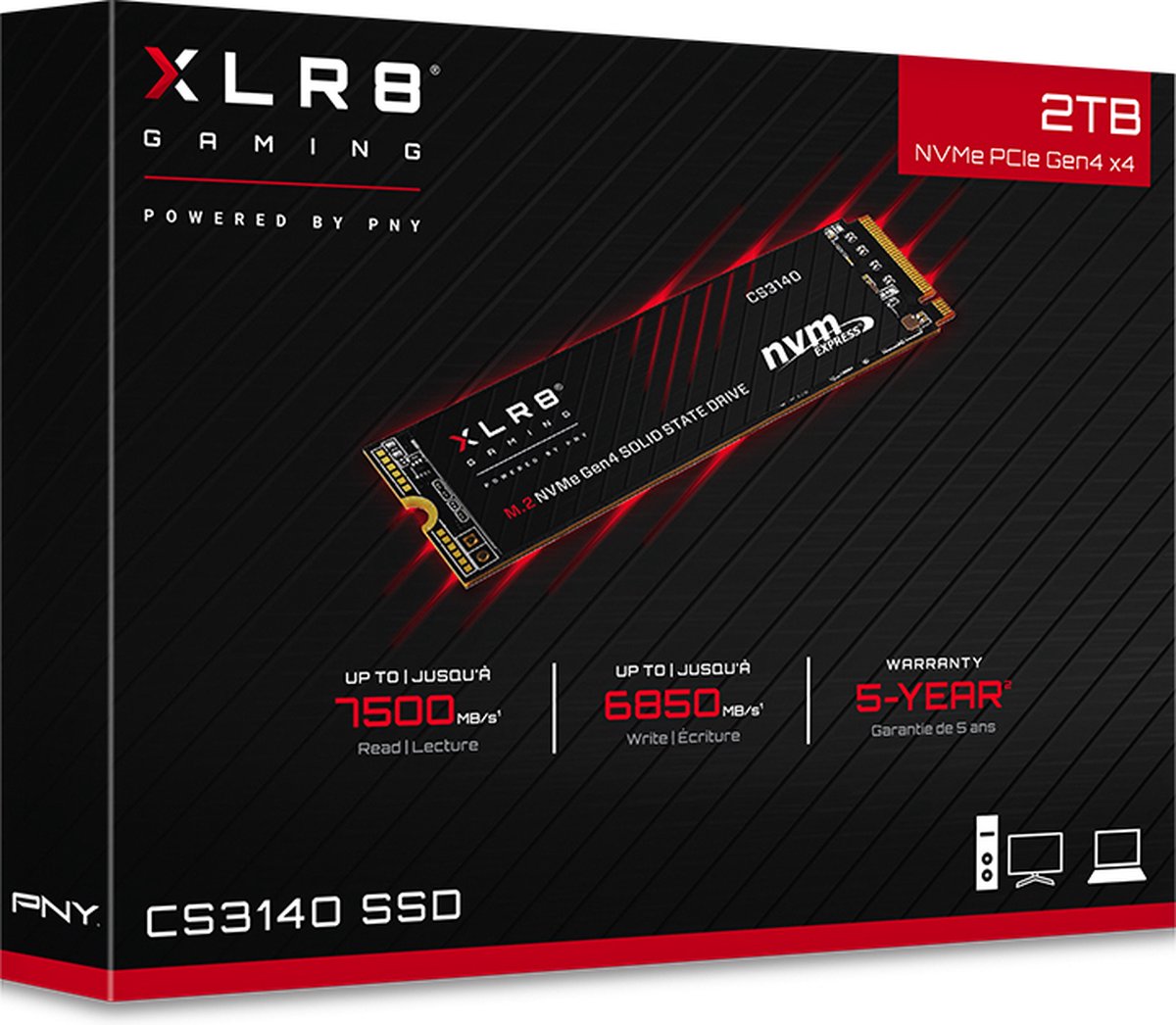 Pny Xlr8 Cs3140 M.2 2000 Gb Pci Express 4.0 3D Nand Nvme opslag - afbeelding 4