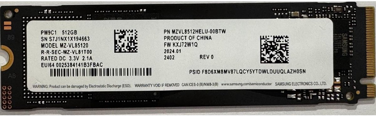 Samsung Samsung 512Gb Nvme Ssd Pcie Gen4 - Mz-Vl85120 - Bulk