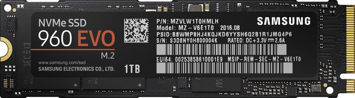 Samsung Samsung 960 Evo - Interne Ssd - 1 Tb