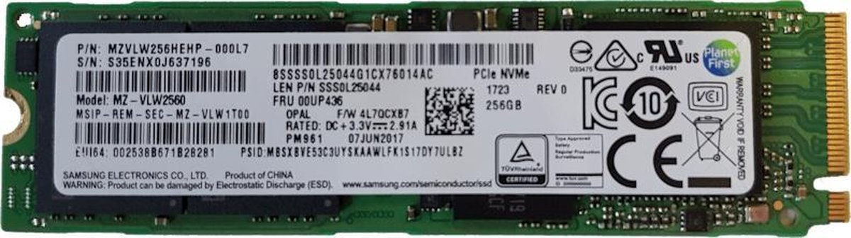 Samsung Samsung Mz-Vlw2560 M.2 256Gb Pm961 256Gb M.2 2280 Pci-E 3.0 X4 Nvme Ssd (3D V-Nand, 2800/1100Mbs)