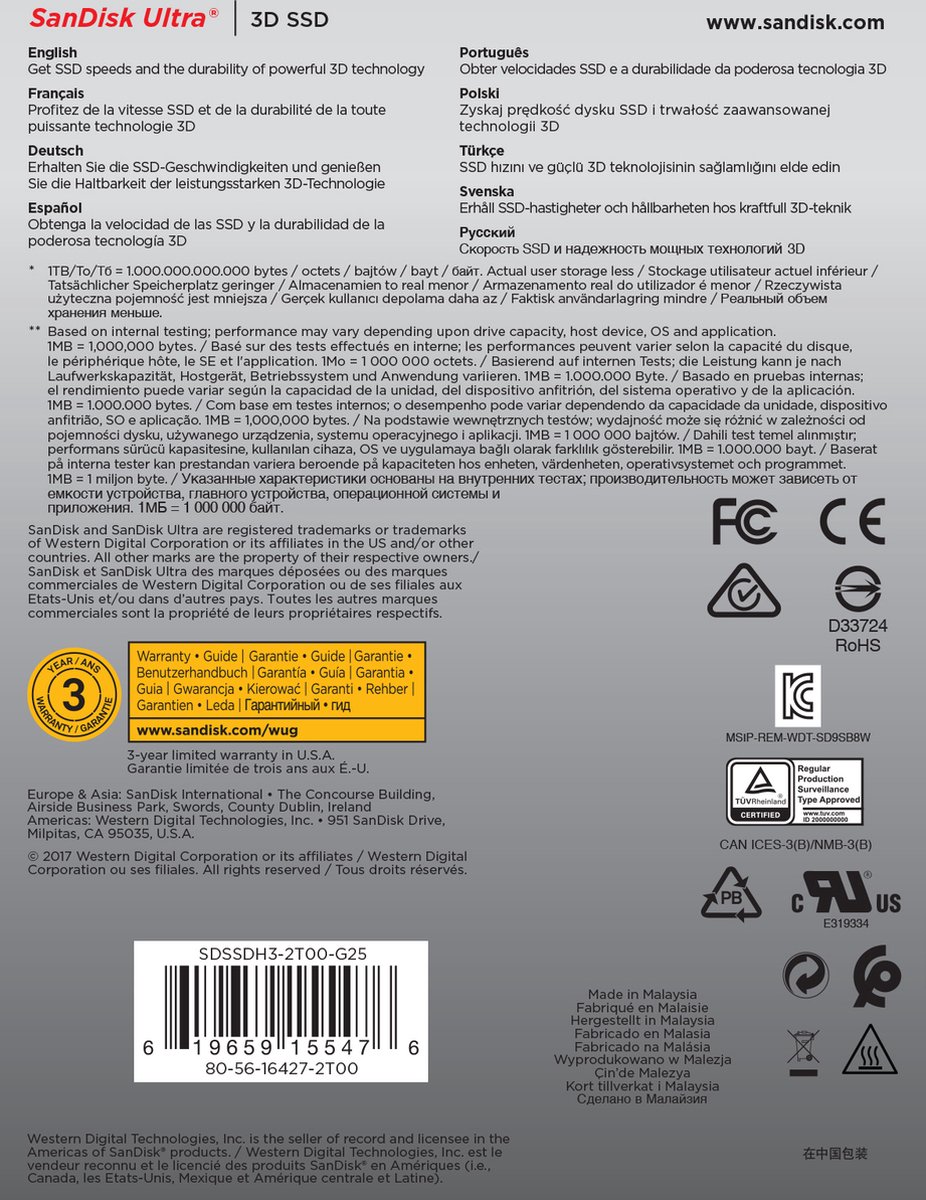 Sandisk Ultra 3D 2Tb Sata Iii 2,5 Inch Ssd opslag - afbeelding 8