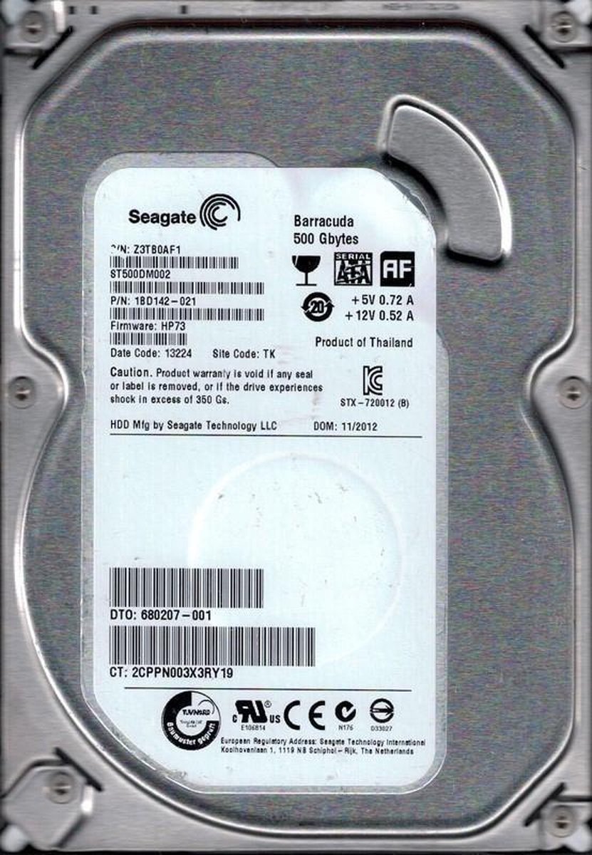 SEAGATE Seagate 500Gb 7200Rpm 3.5Inch Sata-6Gbps Hard Disk Drive (Seagate Drive From Hp Unit) 680207-001