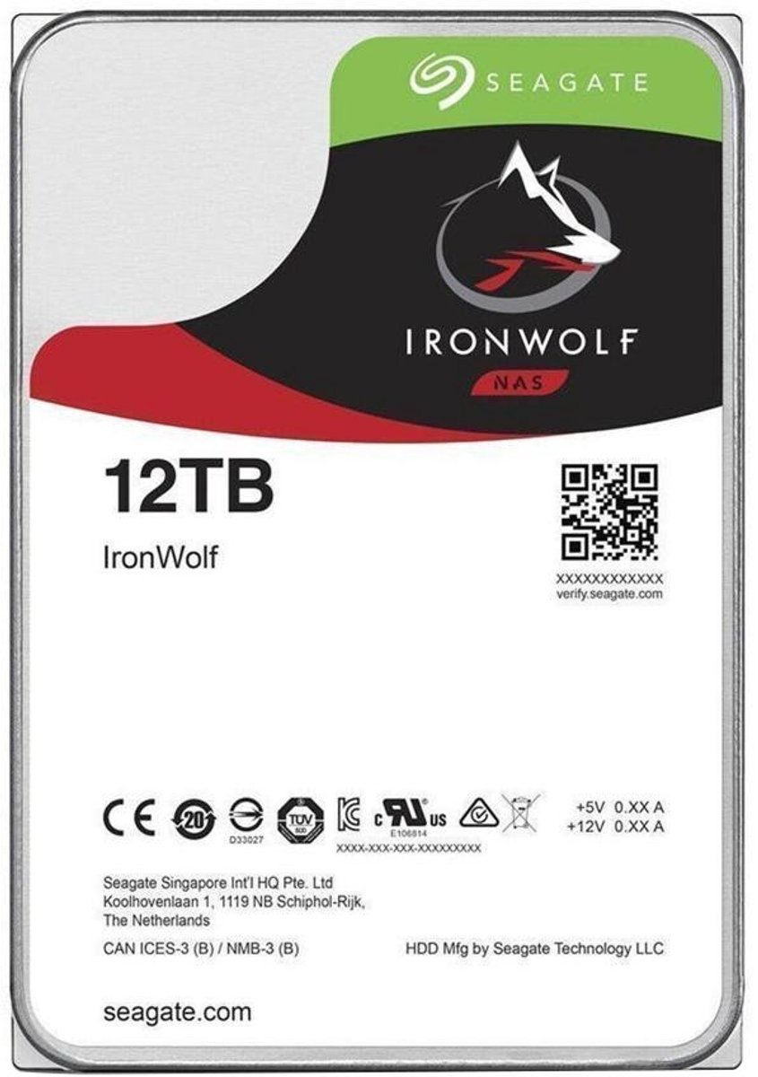 Seagate Seagate Ironwolf - Interne Harde Schijf - Nas Hdd - 256Mb Cache - 12 Tb