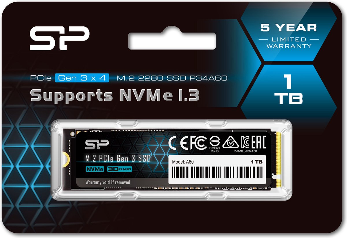 Silicon Power - P34A60e Ssd - Pcie Gen3X4 - Nvme M.2 2280 - 1Tb opslag - afbeelding 4